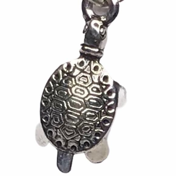 Hand Crafted Necklace Tortoise Silver Silk Cord #8 - Picture 2 of 4